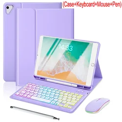 Wireless Detachable Keyboard Case with Mouse and Stylus - Danish (Purple)