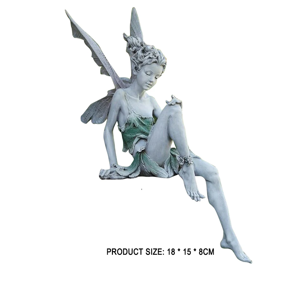 Flower Fairy Sculpture Garden Landscaping Yard Art Ornament Resin Turek Sitting Statue Outdoor Angel Girl Figurines Craft resin ornaments resin crafts dog statue ornament