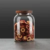 Household Kitchen High Glass Borosilicate Sealing Jar Storage Large Tank with Moisture Lid Proof Transparent Round Tea Can 6