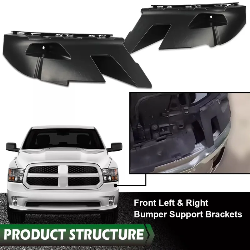 Ram 1500 Classic 2013-2019 왼쪽 + 오른쪽 68104944AD, 68104945AD 용 엄격한 앞 범퍼 브래킷 지지대