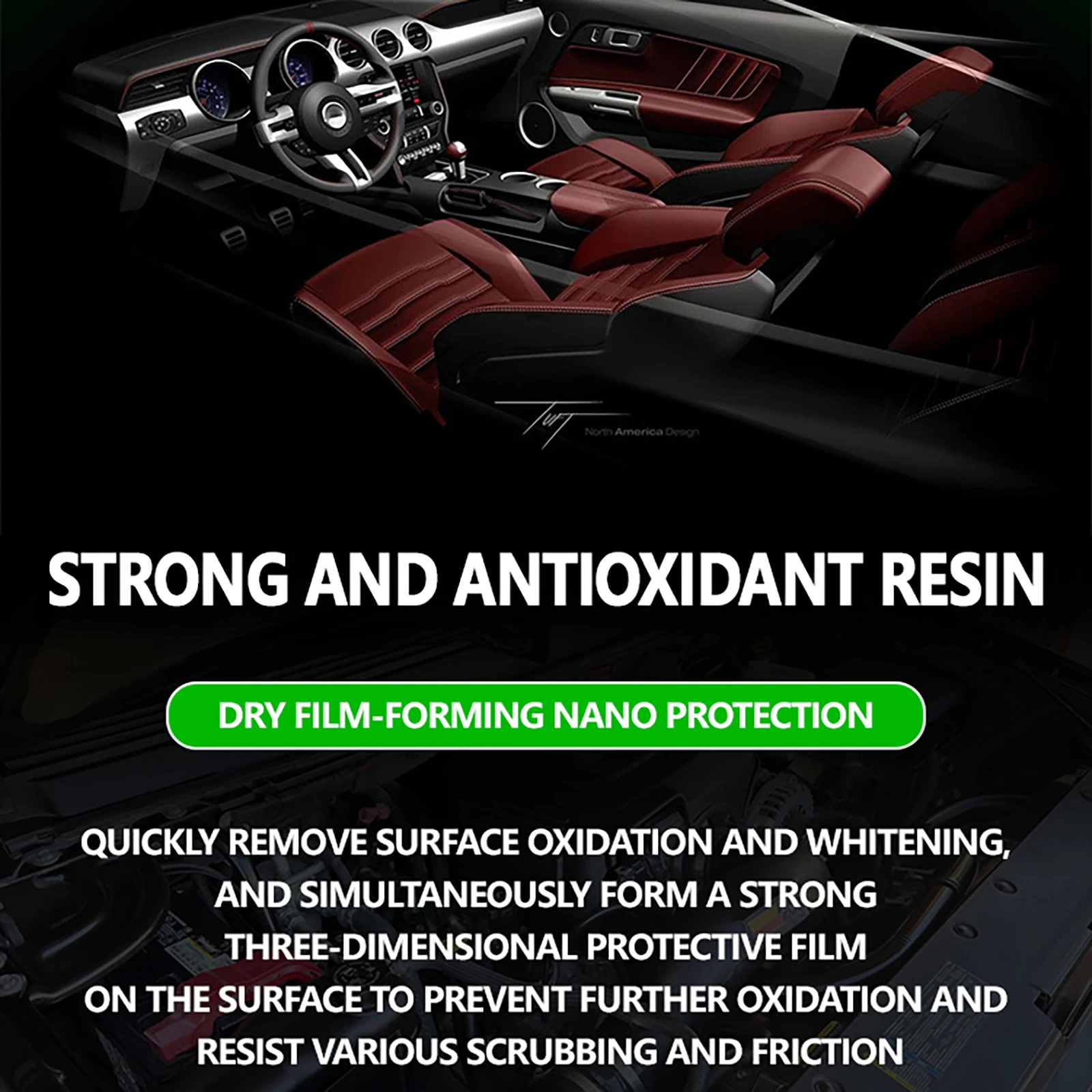 Car Interior Restorer Spray - Plastic/Leather UV Guard, Anti-Fade & Scratch Shield with 90D Protect 3