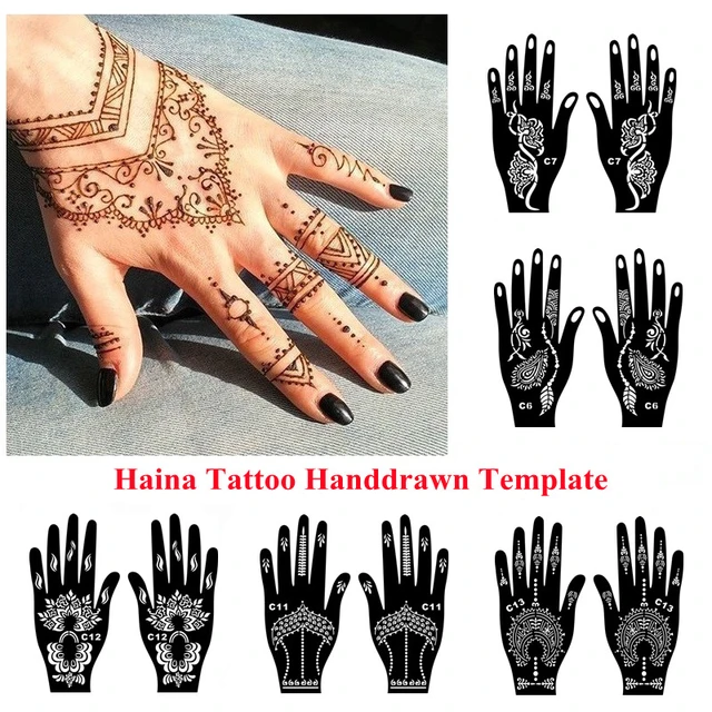 Henna Tattoo Stencil Reusable Temporary Indian Arabian Glitter Airbrush  Tattoo Stencils 
