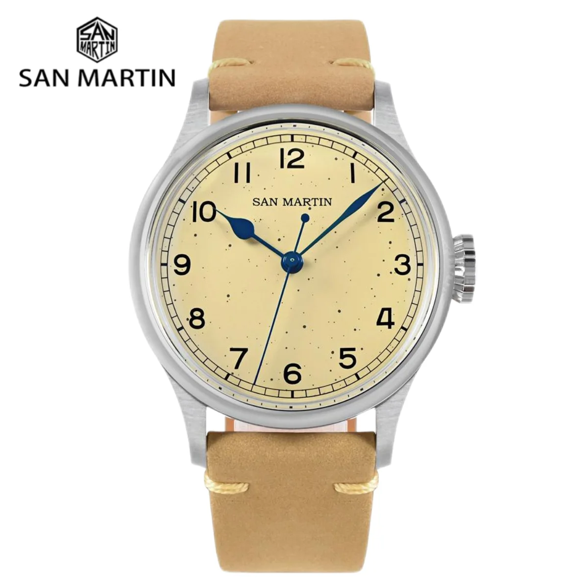 Orologio San Martin Per Uomo Orologio Da Polso Meccanico Nh35 38.5Mm Lentiggini Militare Automatico Self-Wind Orologi Impermeabile 10Bar Sn0105