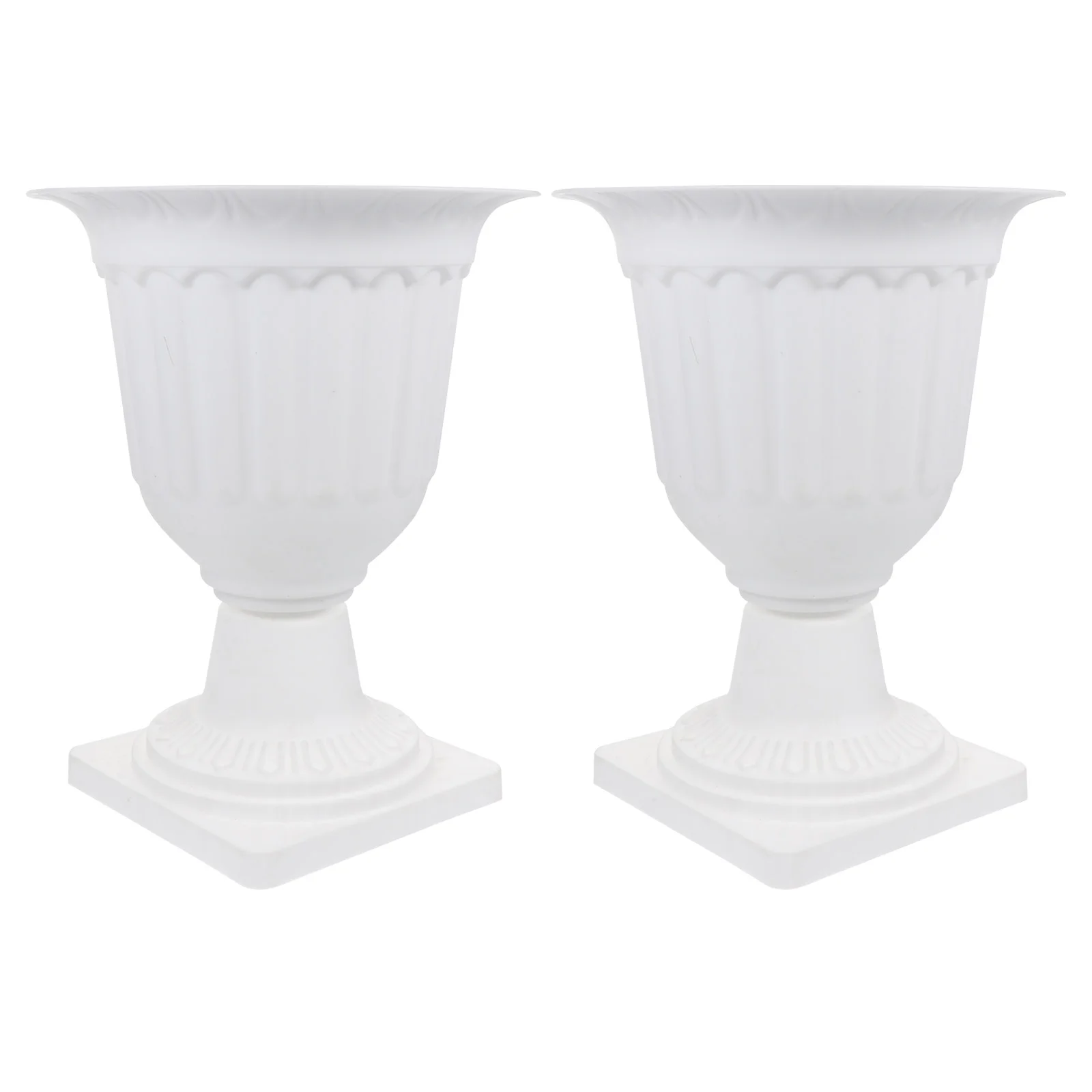 

Vaguelly Urn Flower Pots Tall Planter White Grecian Decorative Traditional Front Porch Garden