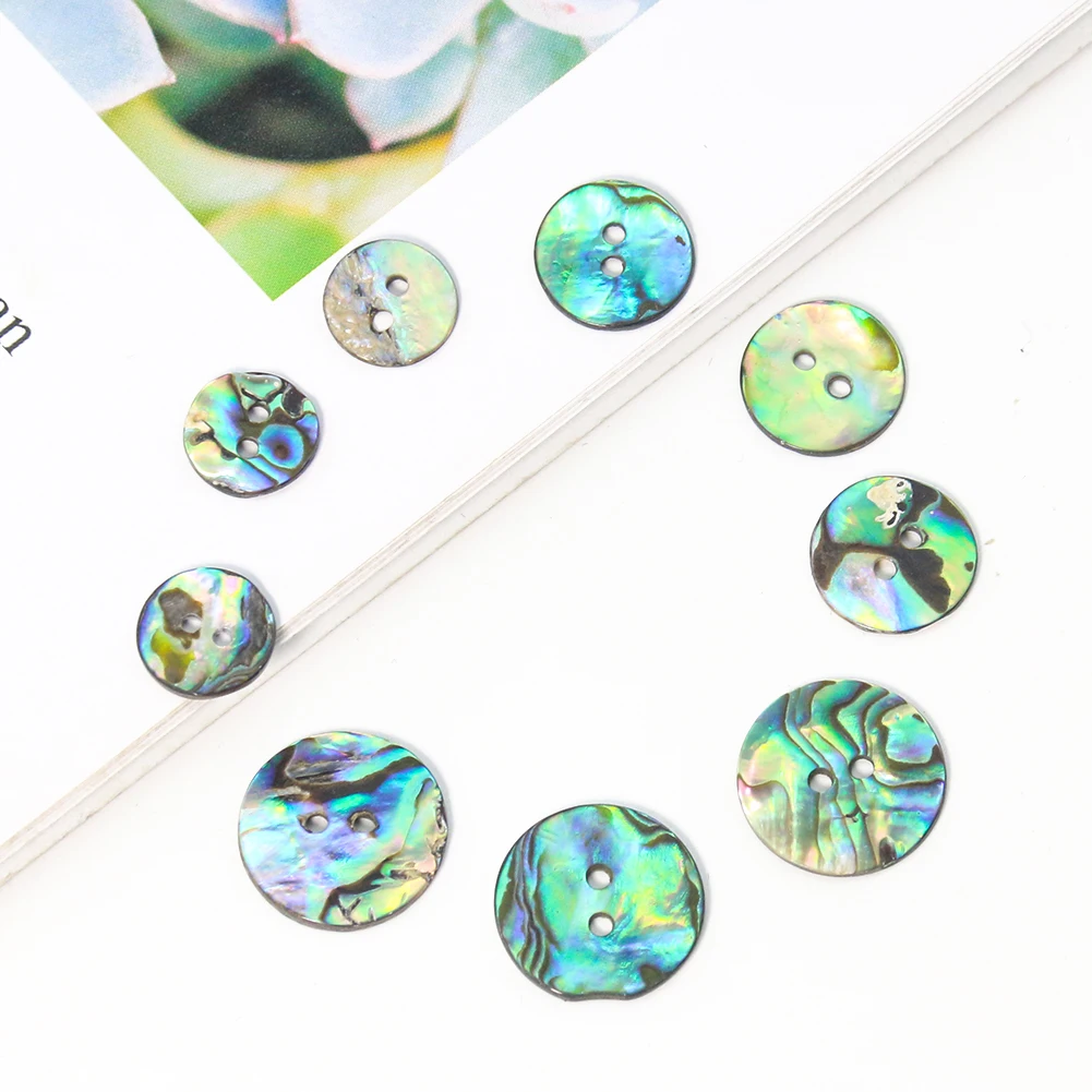 10PC Real New Zealand Abalone Shell Sparkling Round 2-hole Flatback Button Spacer Pendant Scrapbook Apparel Sewing Embellishment 5