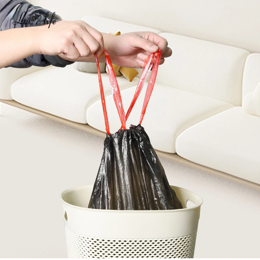 Thickened Drawstring Closed Garbage Bag Household Affordable Portable Trash Can Medium Large Plastic Bag trash bags garbage bags