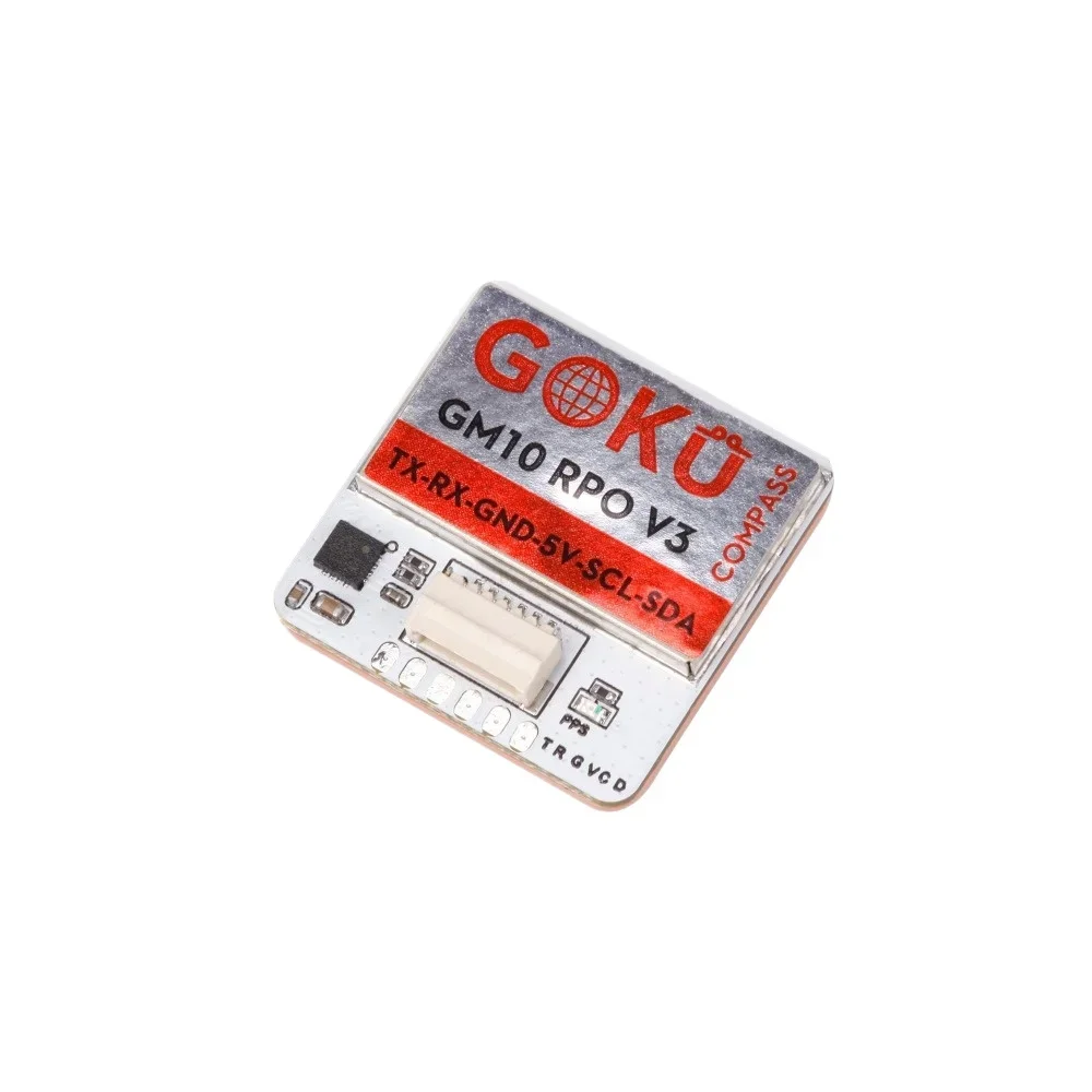 Détail du module GPS boussole FLYWOO GM10 PRO V3, étiquette produit et logo FLYWOO sur le boîtier
