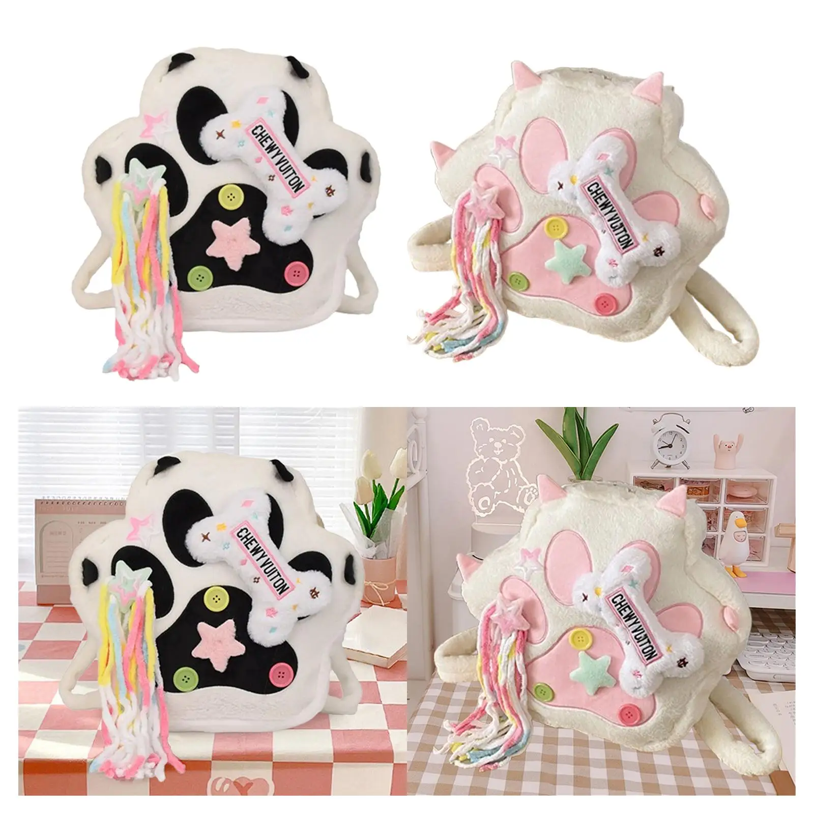Animal Cartoon Backpack Soft Versatile Travel Portable Cat Paw Shaped School Bag Fashionable Cute Detachable Strap Student Bag 2