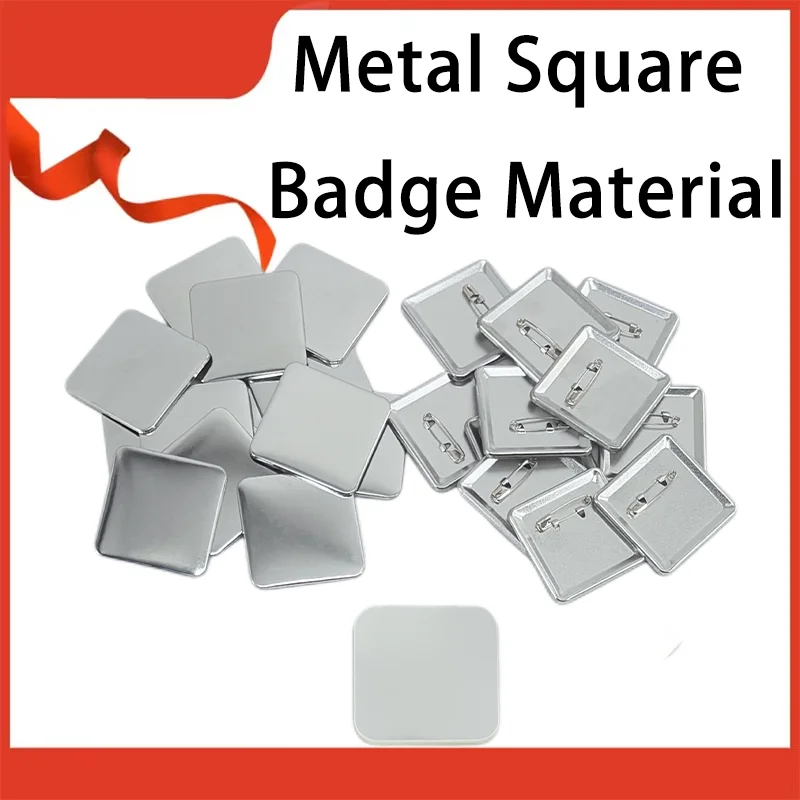 100PCS Metal Square Badge Button Making Parts DIY Making Badge Pins Consumables Material for Square Button Maker Supplies