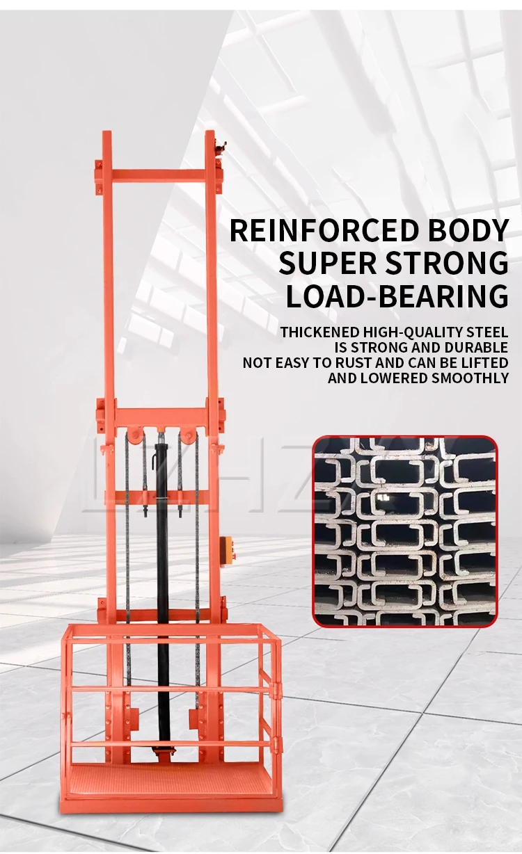 500KG/1000KG Electric lift Small electric hydraulic lift freight elevator guide