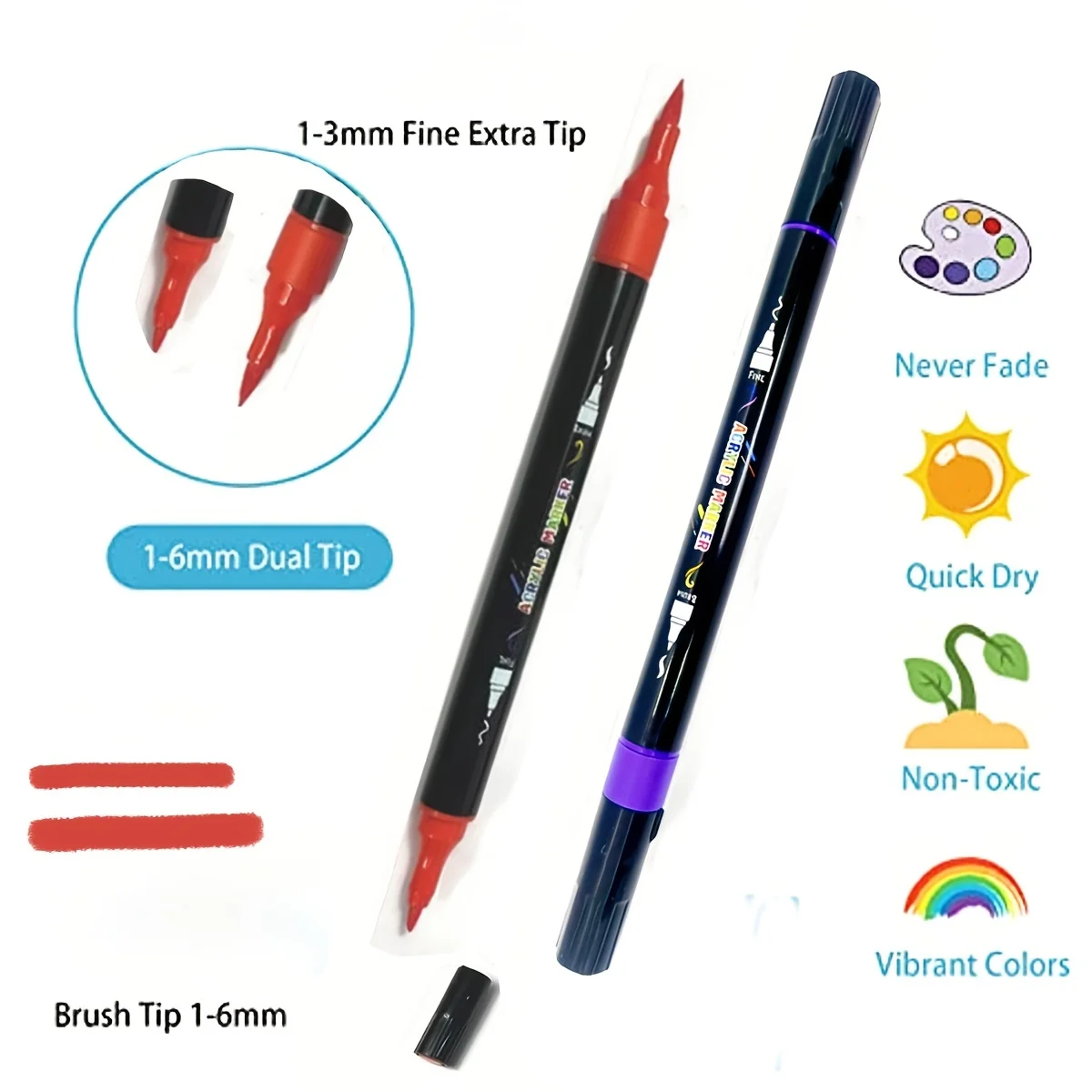 Buy 30 Acrylic Paint Pens Medium Tip 2mm for Rock Painting, Wood