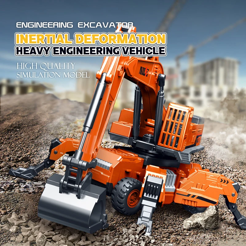 1/50 Inertial Engineering Truck Vehicle Mini Car Deformation Children's Toy Model Excavator Toys for Boys Kids Christmas Gifts