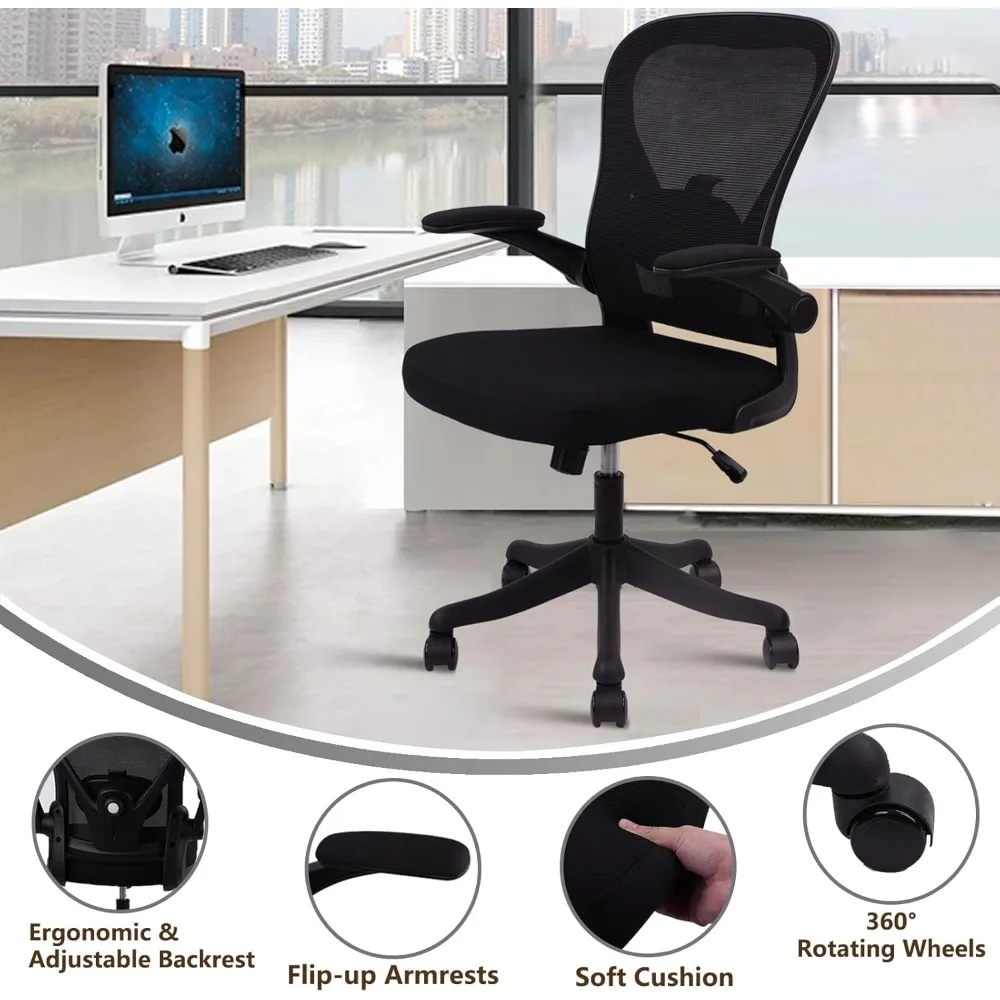 Office Computer Desk Chair, Ergonomic Mesh Rolling Work Chairs, Executive Task Chairs with Adjustable Lumbar Support Flip-up 4