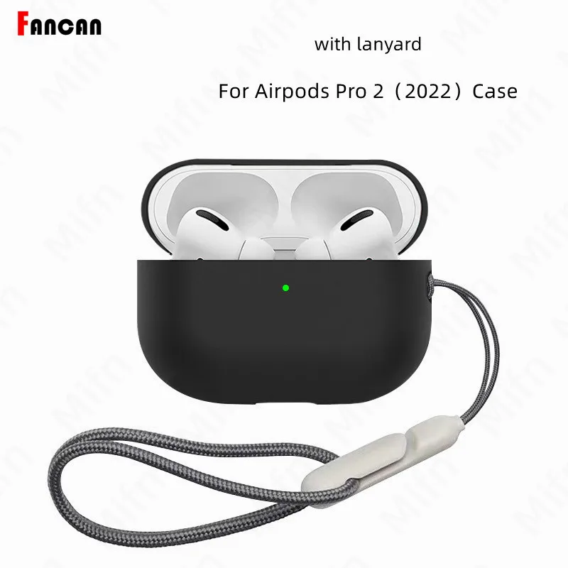 For AirPods Pro 2 Case with Lanyard anti-lost Protective Cover [Front LED Visible] Silicone Soft Skin Case for AirPod Pro 2 case