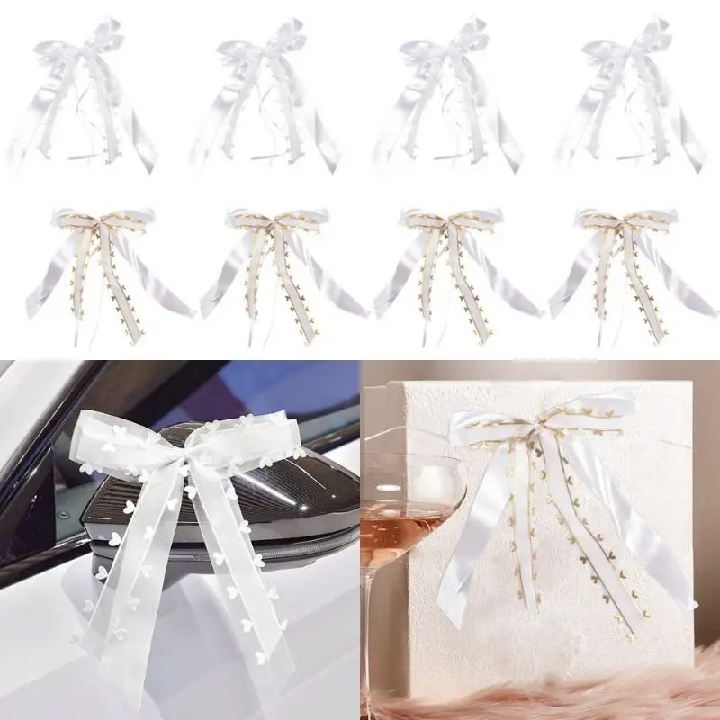 

10pcs Ribbon Bows with Love Heart Wedding Bowknots Cars Chairs Decoration Gift wrap Photo props Wedding Birthday Party Supplies