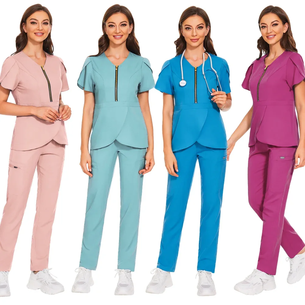 

High Quality Pet Grooming Institutions Sets Beauty Salon Clothes Scrubs Clothes Spa Uniforms Fashion V-Neck Working Clothes