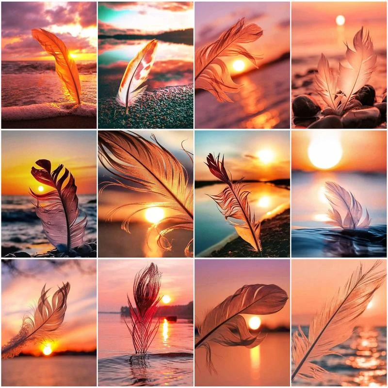 Acrylic Paint Feather Number Pictures Paint Oil Numbers Painting