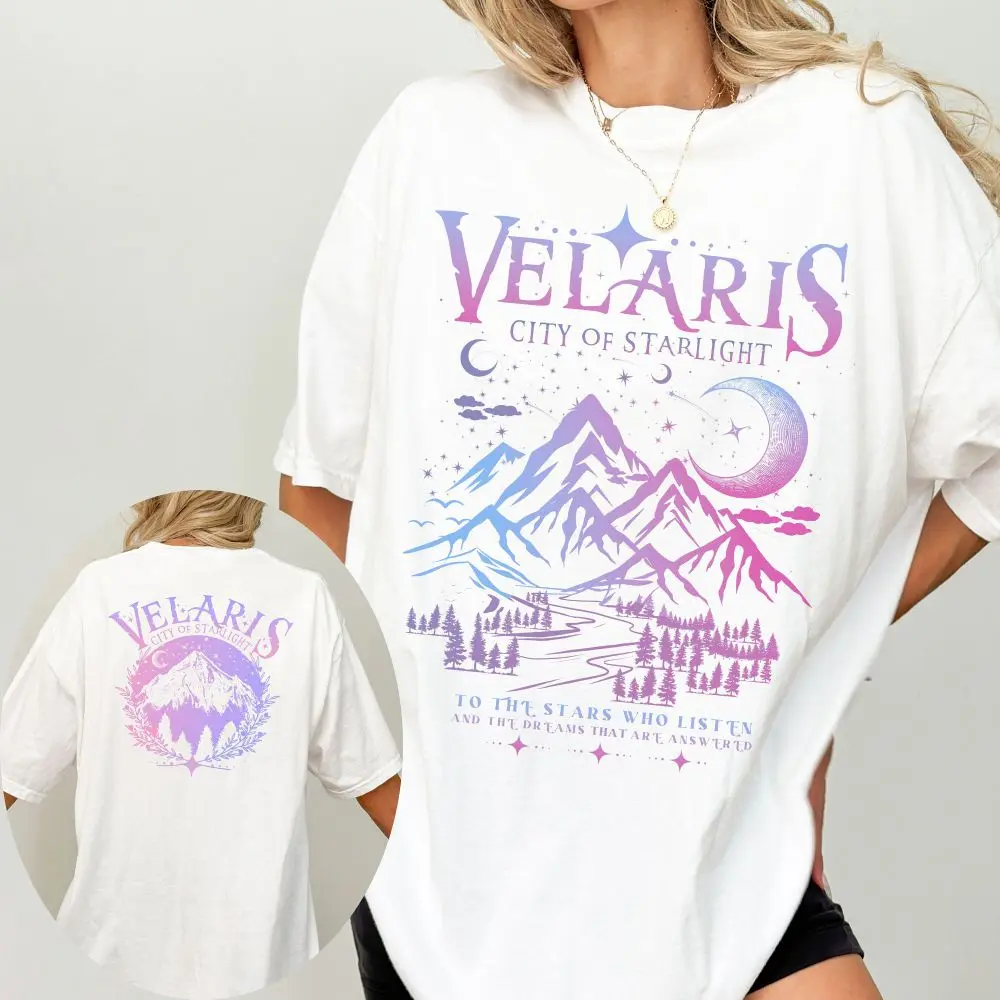Women Short Sleeve tShirt Velaris Shirt ACOTAR Comfort City Double side Bookish Print Top Tee Women High Street Casual Loose Top 4