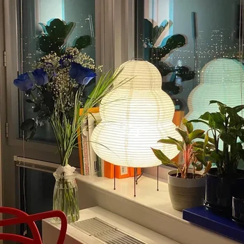 Noguchi Rice Paper Floor Lamp Japanese Paper Lantern Standing Table Lamp Eye-Protection Bedside Lamp for Bedroom/Home Decoration 4