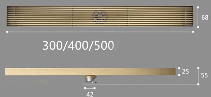 Description Picture 2 of itemfloor Drain 300/400/500mm Long Bathroom Water Outlet Stainless Steel Brushed Matt Black Brushed Gold Shower Room Toilet Using