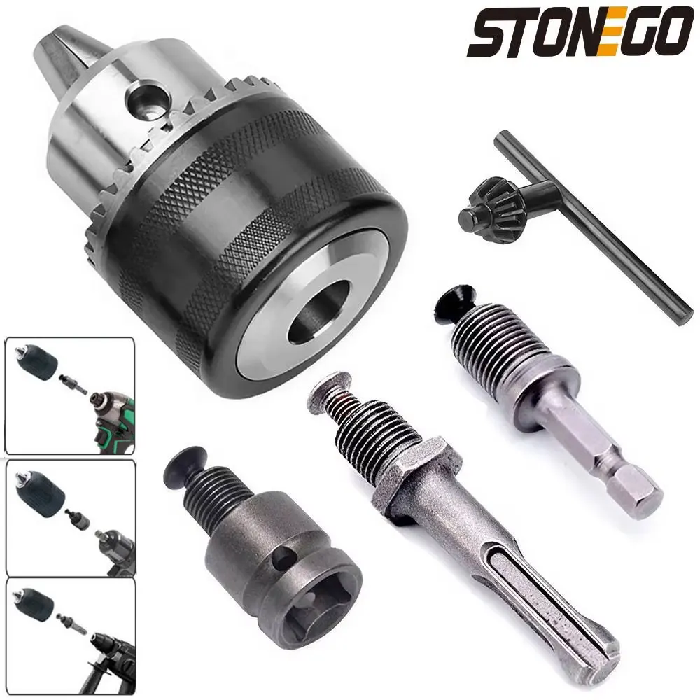 2 Size 1.5-10mm Drill Chuck Adapter Convert Impact Wrench to Electric Drill 3/8-24UNF Lightweight & Reliable