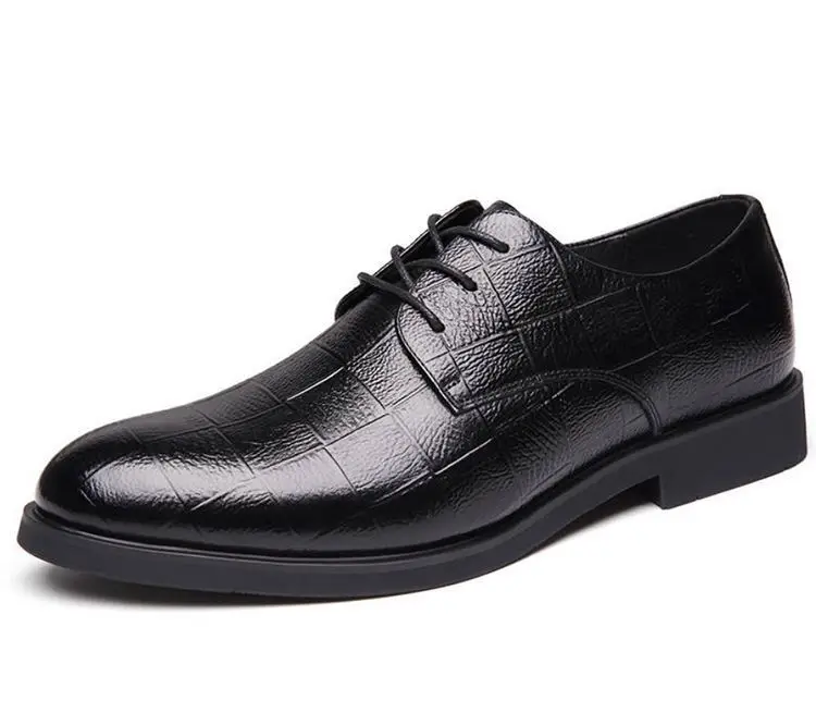 New genuine leather men's business formal leather shoes casual hundred high pointed toe work shoes
