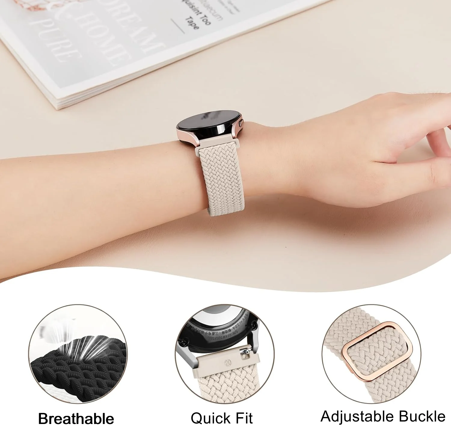 Braided Solo Loop Sport Bracelet - Multi-Size Adjustable Watch Band