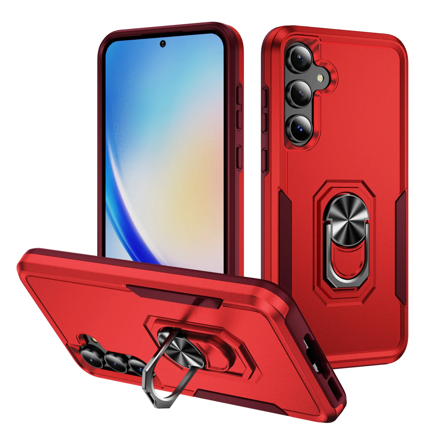 Durable Armor Phone Case with Ring Holder - Shockproof Protection
