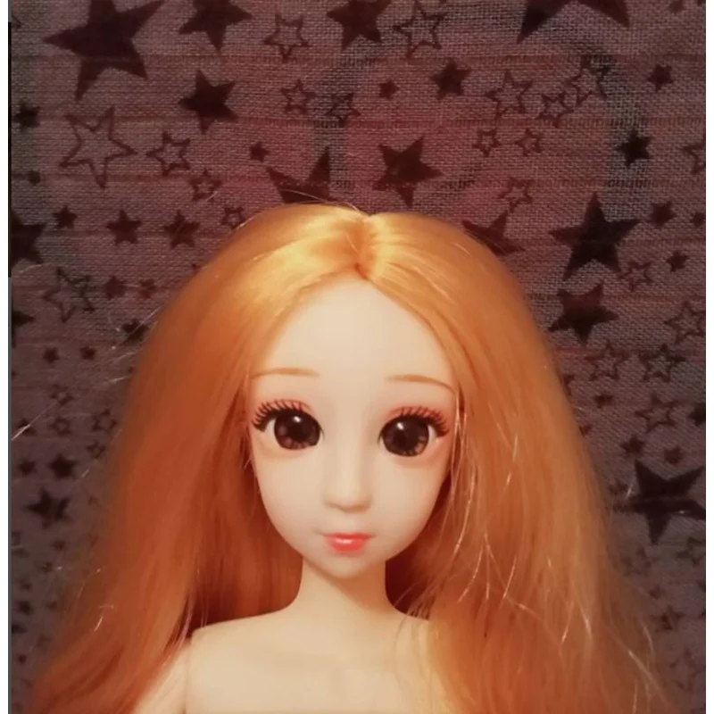 30cm Doll Accessories Head for 1/6 BJD Dolls Ball Joint Doll Head with 3D Eyes Purple/ Gray Hair Blue Eyes Dolls Toy for Girls 4