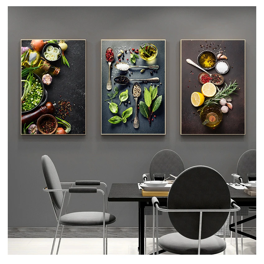 Pittura su tela Poster e stampe Cuadros Immagini di arte della parete per ristorante Sala da pranzo Arredamento Cucina Tema Mix Erbe Spezie