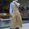 Long Pleated Waterproof Apron with Pockets Oilproof Stain-Resistant Garden Enlarge Pinafore 1