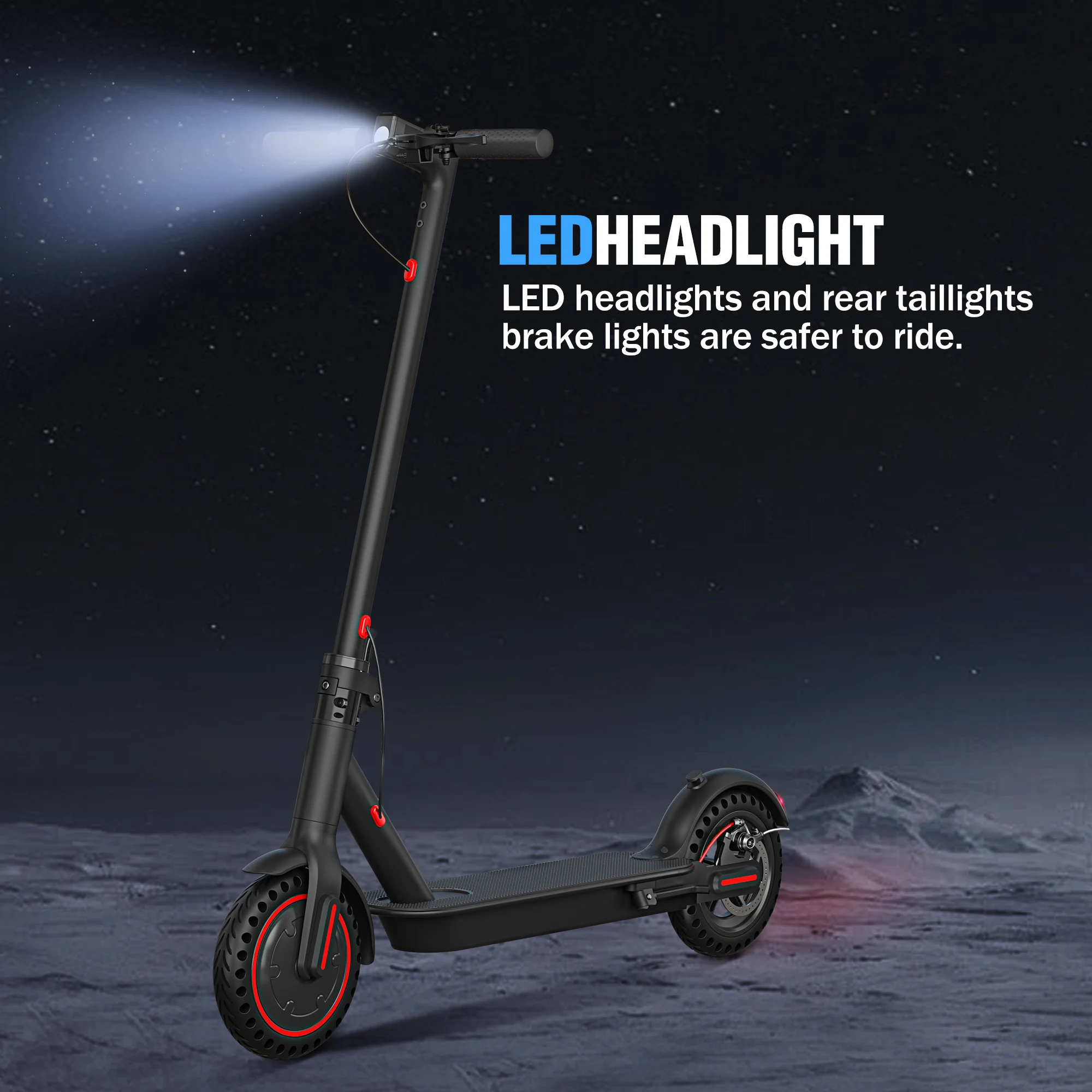 350W Foldable Electric Scooter for Adults Teens,Explosion-proof Tires,Dual Brake System,Lightweight APP Support E-scooter 3