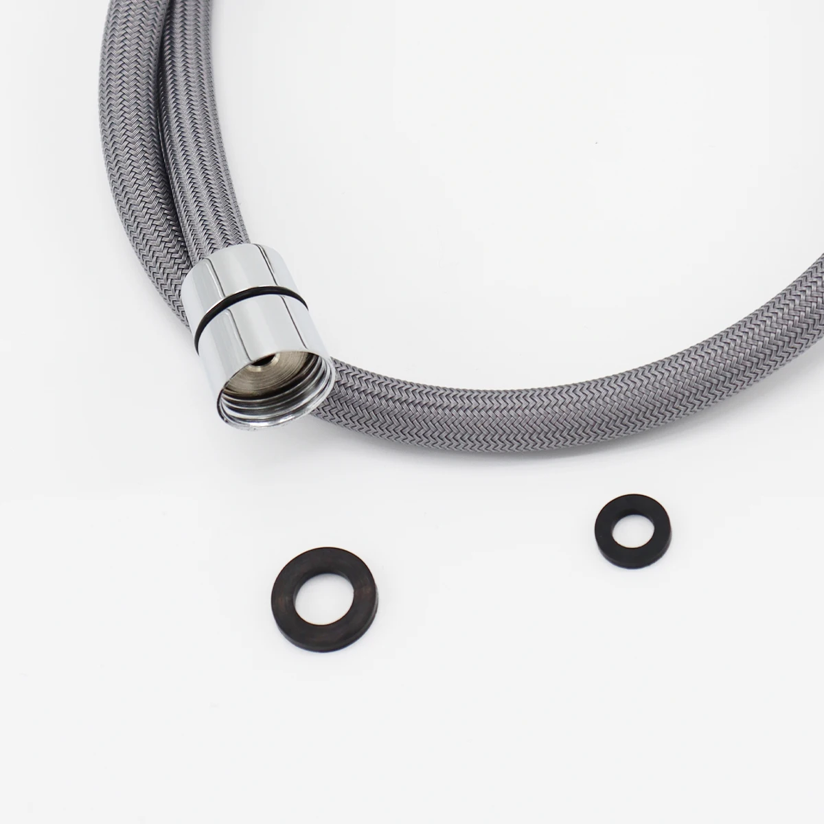 85cm F1/2 M15*1 Kitchen Faucet Nylon Braided Flexible Hose Pull Out Cold Hot Water Hose Gray Plumbing Hoses Spinning Tube