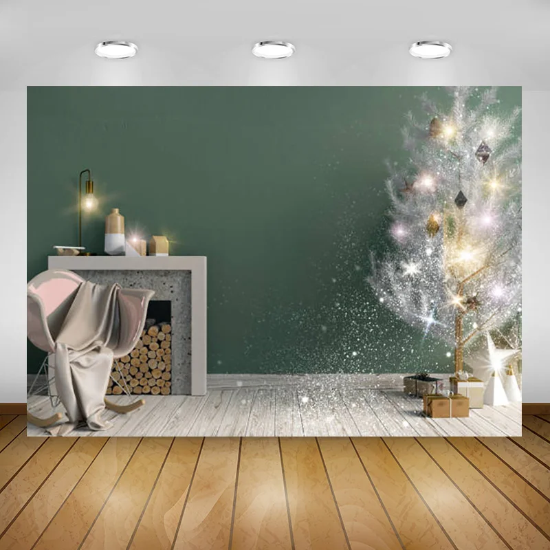 

Christmas Theme Photography Background Christmas tree Fireplace Children Portrait Backdrops For Photo Studio Props 2299 SDJ-02