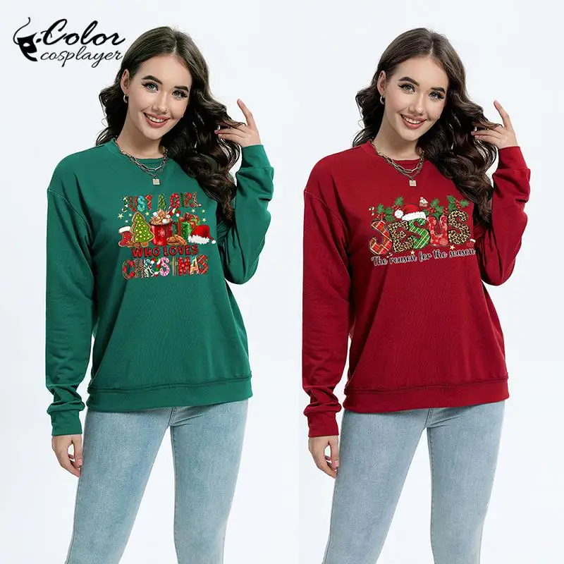 

Color Cosplayer Vintage Christmas Sweatshirt Couple Tracksuit Xmas Cosplay Costume Adult Pullover Crewneck Carnival Clothing