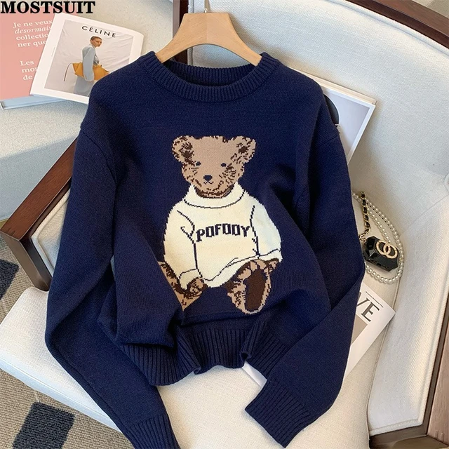 vtg blue bear sweater