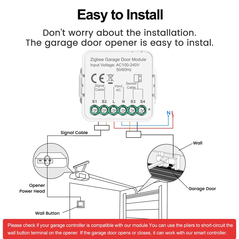 Tuya Zigbee Garage Door Opener Controller Gate Opener Module Timer