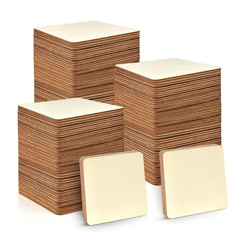 Versatile Unfinished Blank Wood Squares for Crafts, Art, and Home Decor