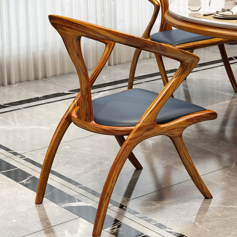 

Dining chair modern simple household restaurant solid wood back stool leisure creative net red ebony chair