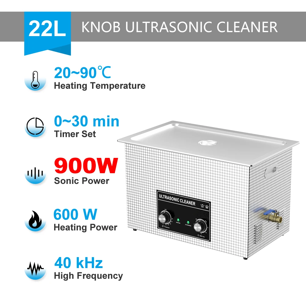 thumbnail image 1 of Baño ultrasónico 60W-900W 0,8L 2L 3L 4L 6L 10L 15L 22L 30L Calentador Temporizador Cesta de acero inoxidable Máquina de limpieza Ultra Cleaner, 1 of 5