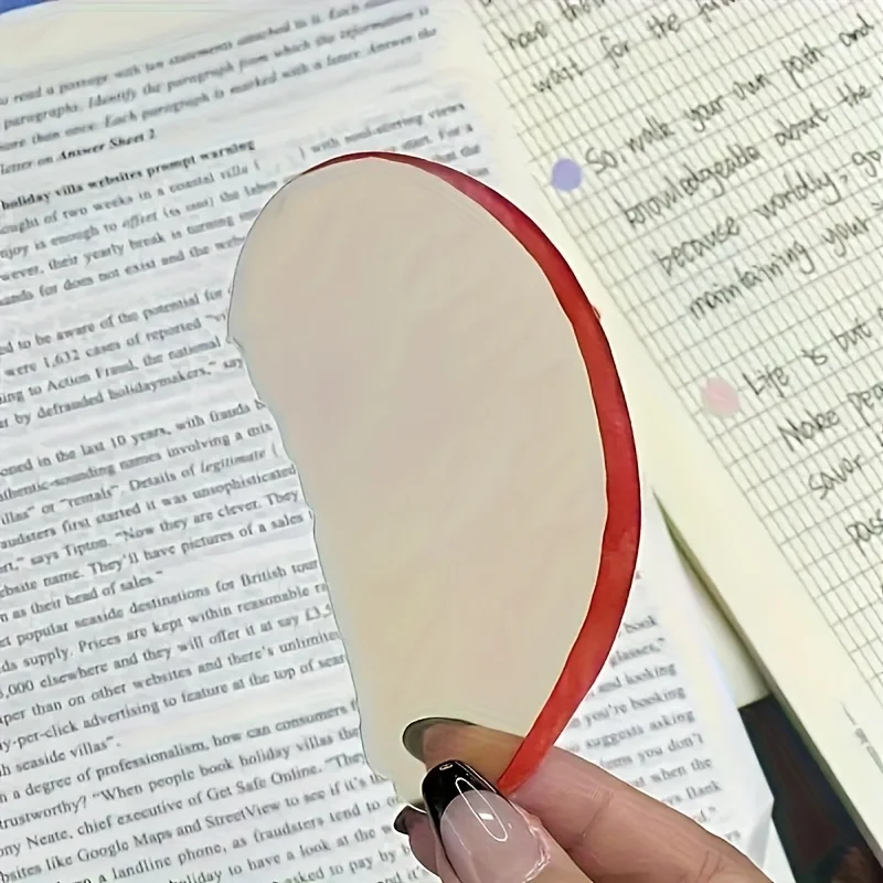 Transparent Fruit Slice Bookmarks PVC Watermelon Lemon Apple Design Durable Page Marker for Books Journals Office Classroom Gift