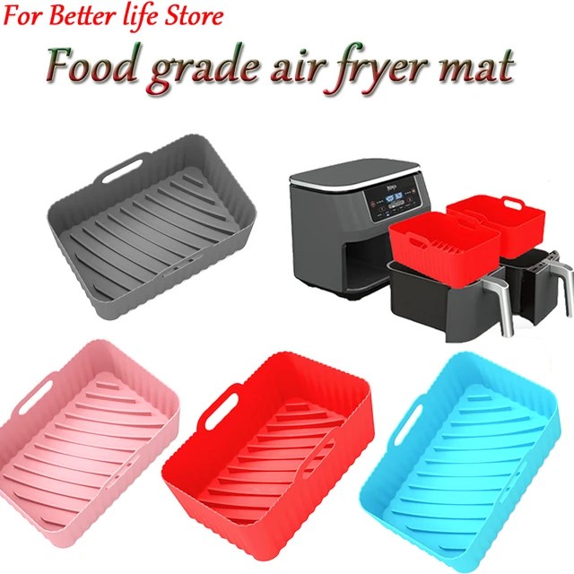 Rectangle Air Fryer Liners Reusable Silicone Baking Tray Airfryer Liners  for Oven Dual Basket Air Fryers Kitchen Accessories - AliExpress