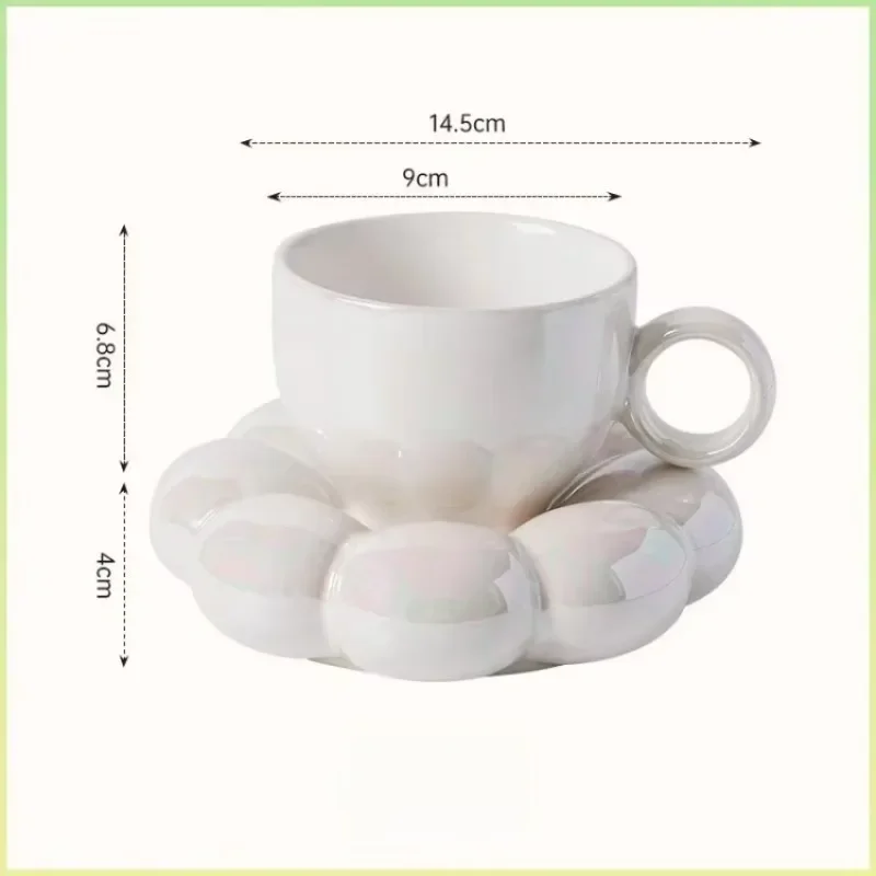 6oz عباد الشمس القهوة القدح الجمالية السيراميك سحابة كوب الزخرفية الصحن بعد الظهر الشاي كوب ماء مكتب ديكور المنزل القدح درينكوير