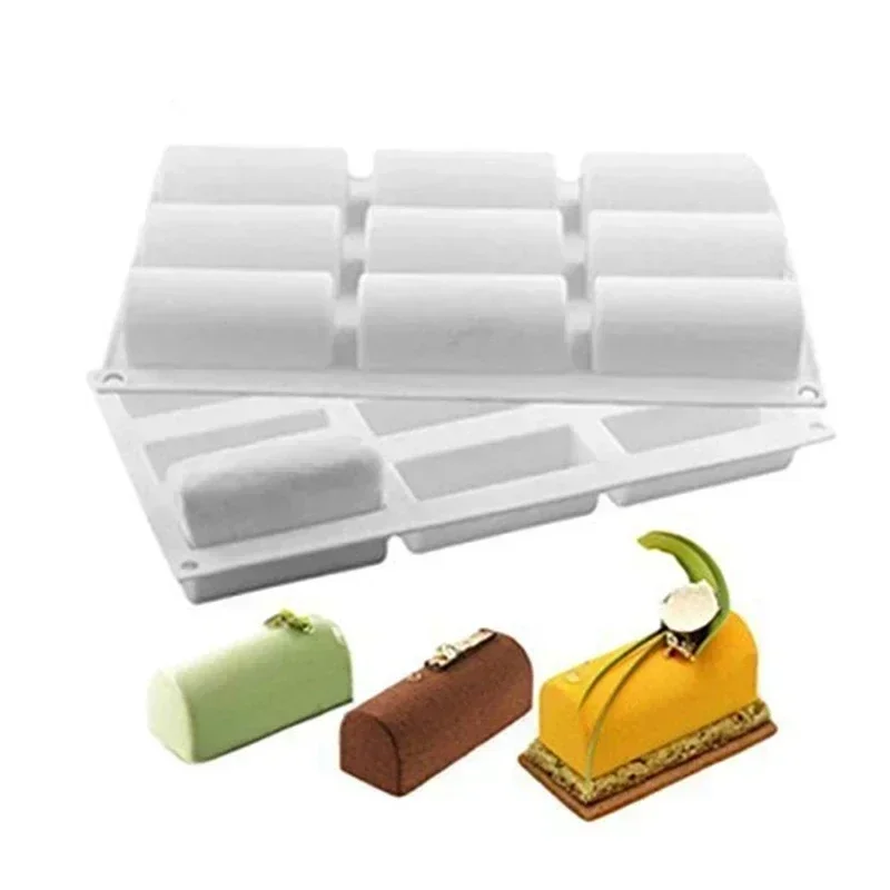 Baking Tools 9 Cavity Silicone Mold 3D Stick Half-cylindrical Long Strip Shape Chocolate Truffle Mousse Cake Dessert Mold