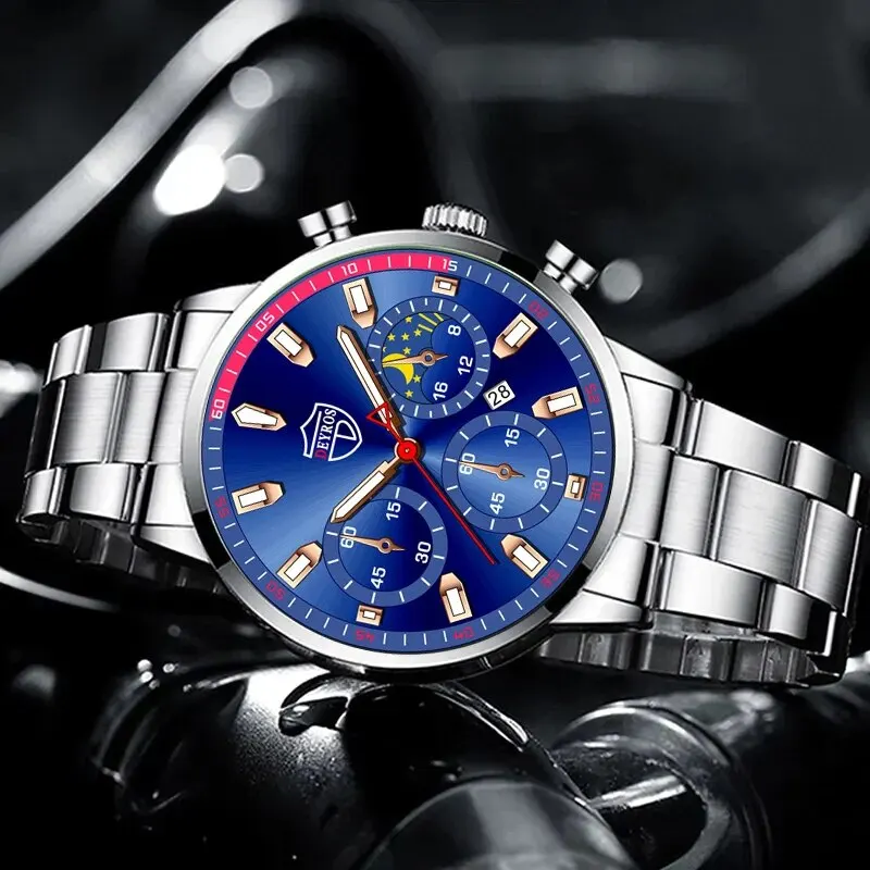 Montre Deyros Dorée Bracelet Quartz Pour Homme - Inoxydable, Avec Date, Neuf Avec étiquettes