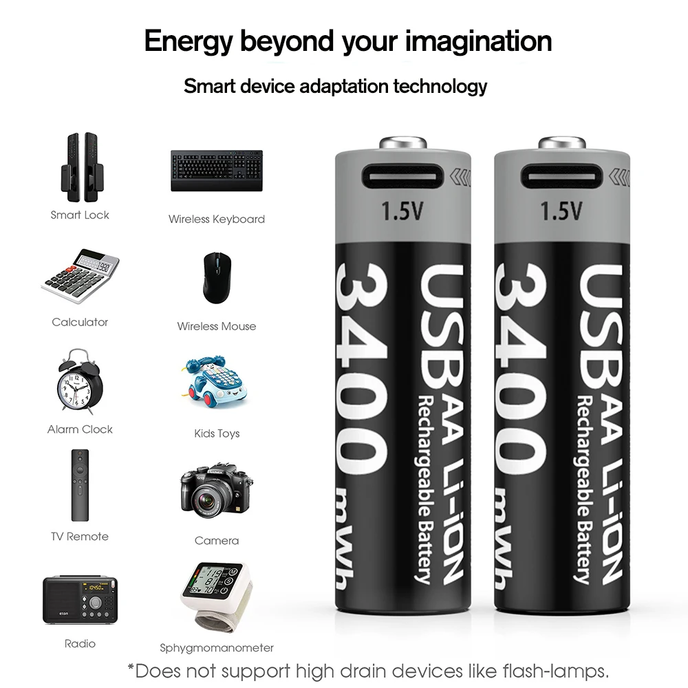 AA & AAA USB Rechargeable Li-ion Batteries 5