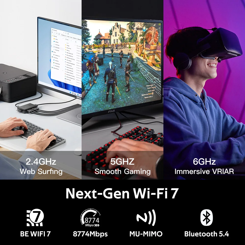 FENVI WiFi 7 트라이 밴드 8800Mbps BE200 Bluetooth 5.4 802.11BE 무선 PCIE 어댑터 네트워크 WiFi 카드 지원 PC Win10/11