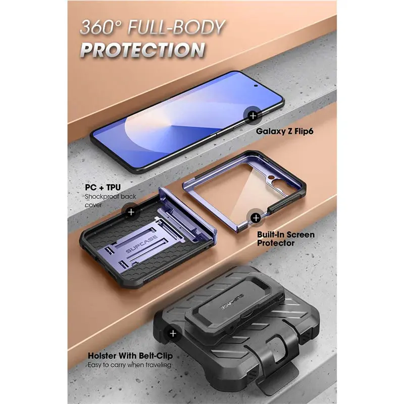Ultimate Rugged Protective Case with Holster & Kickstand - Enhanced Hinge Protection by SUPCASE