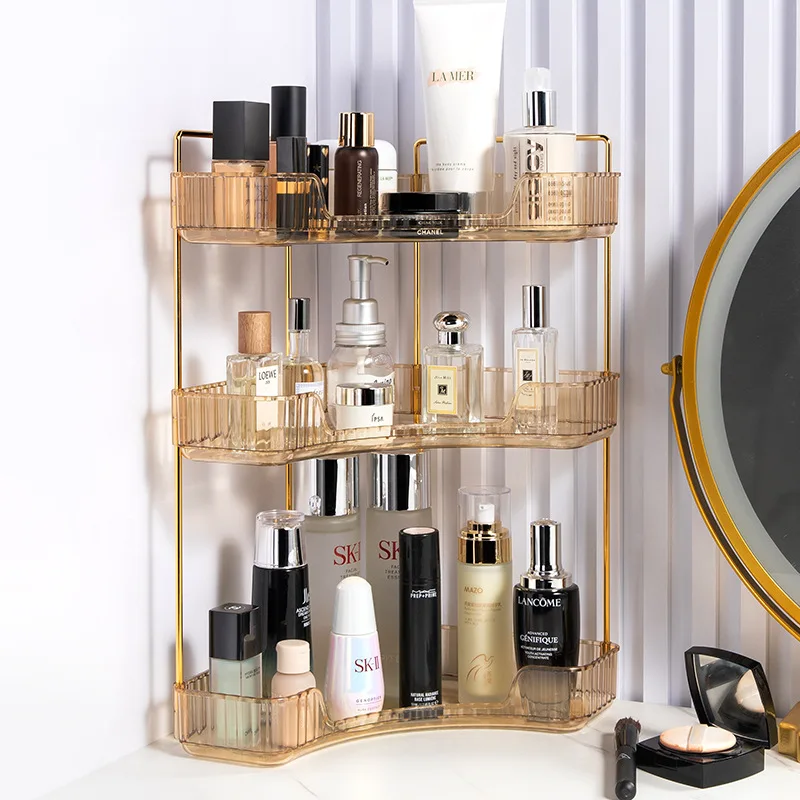 Makeup Storage Shelf Corner Bathroom Counter Organizer Bathroom Countertop Shelf Makeup Storage Clear Perfume Tray Holder Storage Rack
