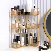 Makeup Storage Shelf Multi-function Bathroom Accessor Large Capacity 3-layer Lipstick Perfume Skincare Corner Rack 2